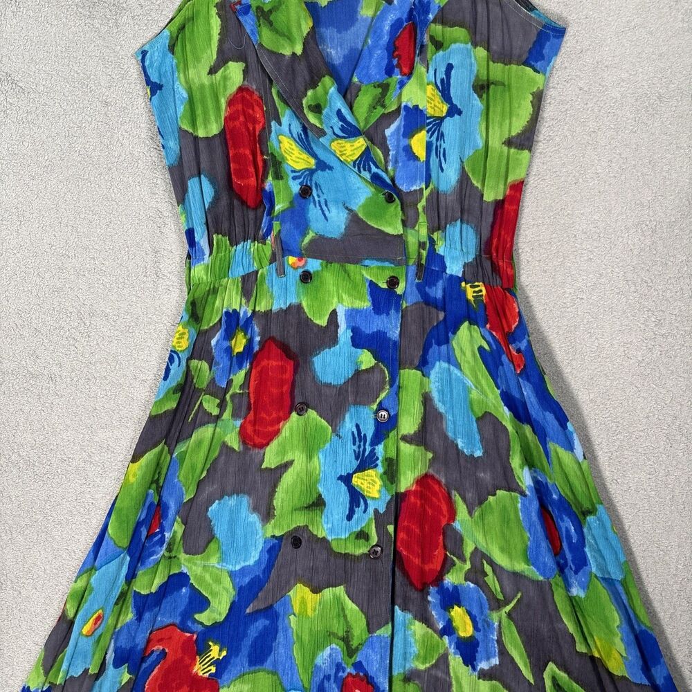 Vintage Together Maxi Dress Size 10 Double Breasted 50s Inspired Day Dress Artsy - Picture 4 of 15